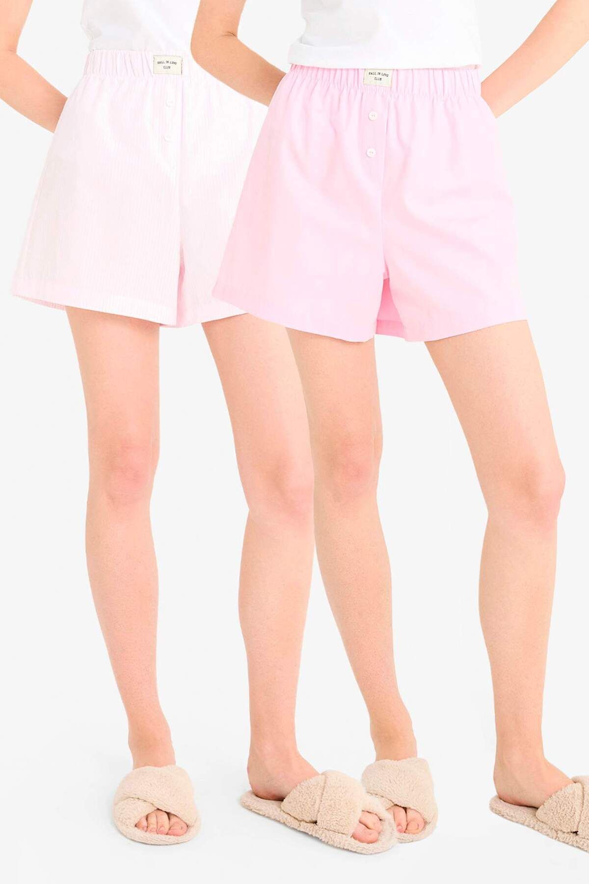 DeFacto Regular Fit Kısa Boy Poplin 2'li Pijama Alt-fall In Love E4342ax25sm
