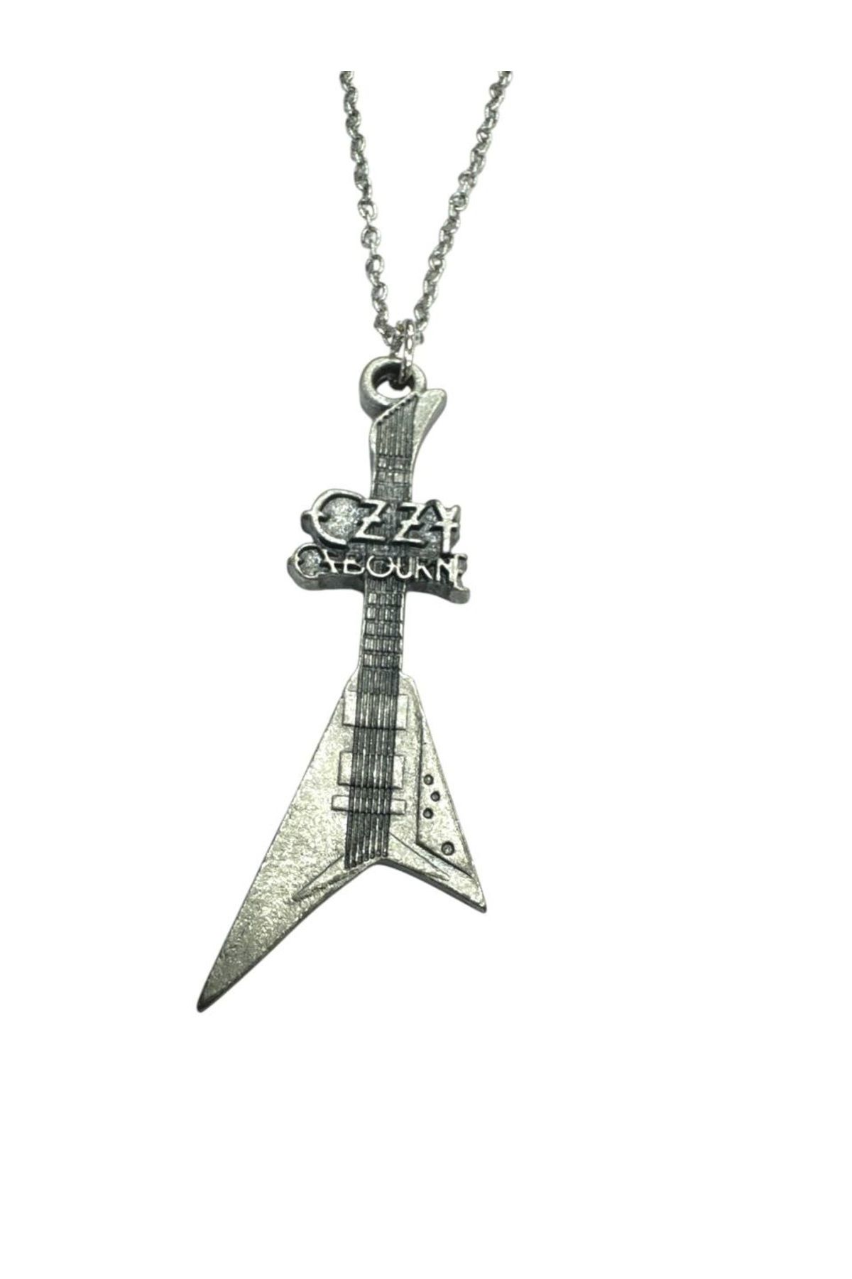 Herşey Nota Ozzy Osbourne Rock Metal Efsanesi Logolu Zincir Kolye – Unisex Aksesuar 60 cm