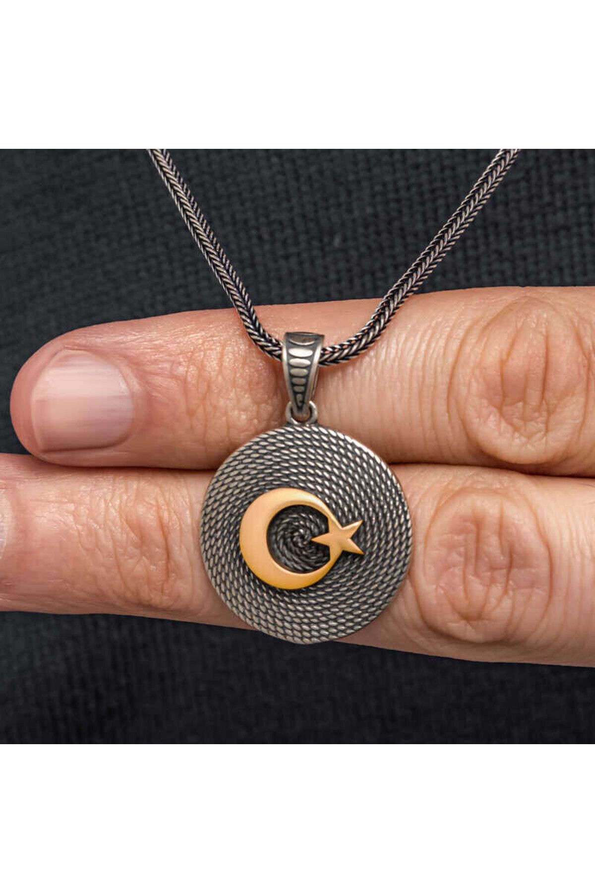 shop Yıldız Ay 925 Ayar Gümüş Erkek Kolye