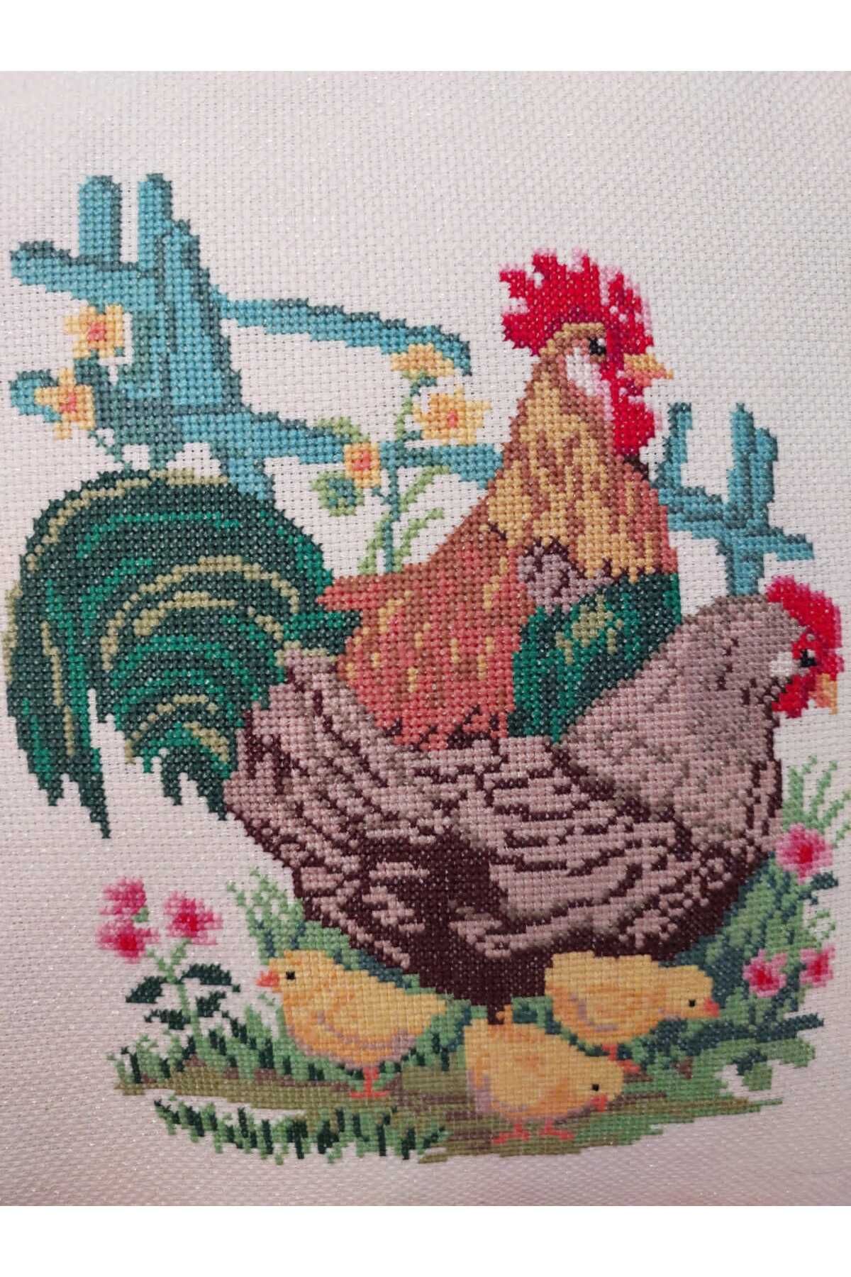 Loyal Friend Store kanaviçe işlemeli horozlu kırlent 46x46