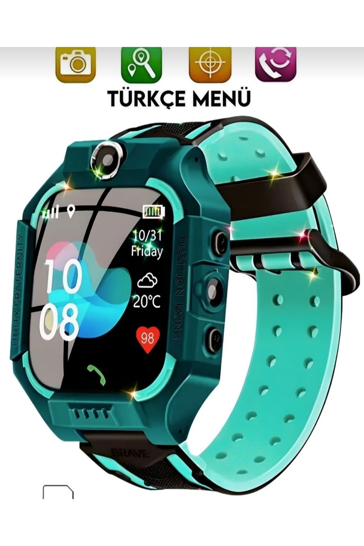 teknotrust Y-10 Gps Konumlu Akıllı Çocuk Takip Saati Sim Kartlı Arama, Gizli Dinleme Özellikli -YEŞİL