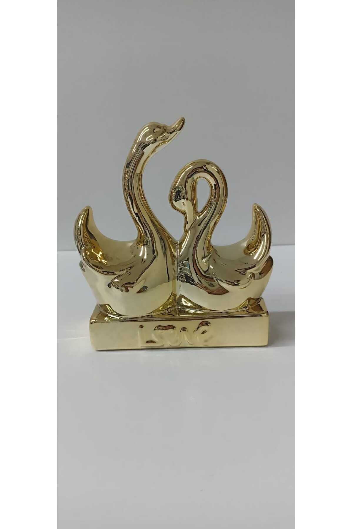 Yonca Hediyelik SERAMİK - GÜMÜŞ GOLD DEKORATİF KUĞU BİBLO (15 CM )