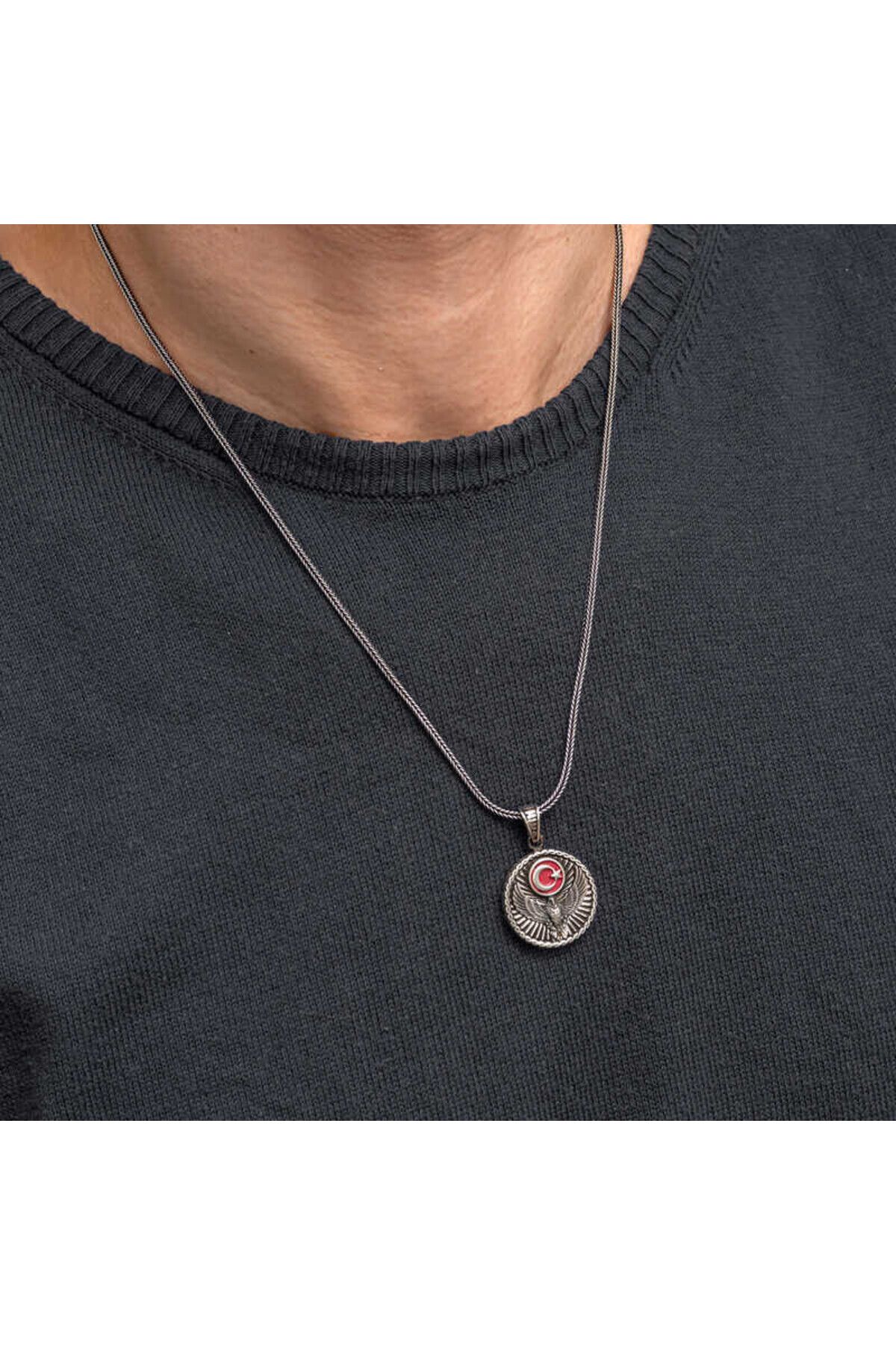 shop Ay Yıldız 925 Ayar Gümüş Erkek Kolye