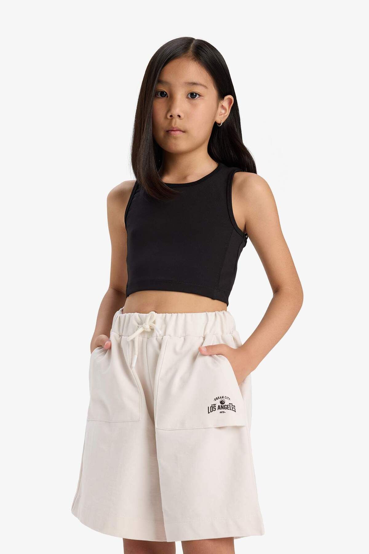 DeFacto-Girl's Basic Plain Shorts with Elastic Waist B0847A825Hs 4