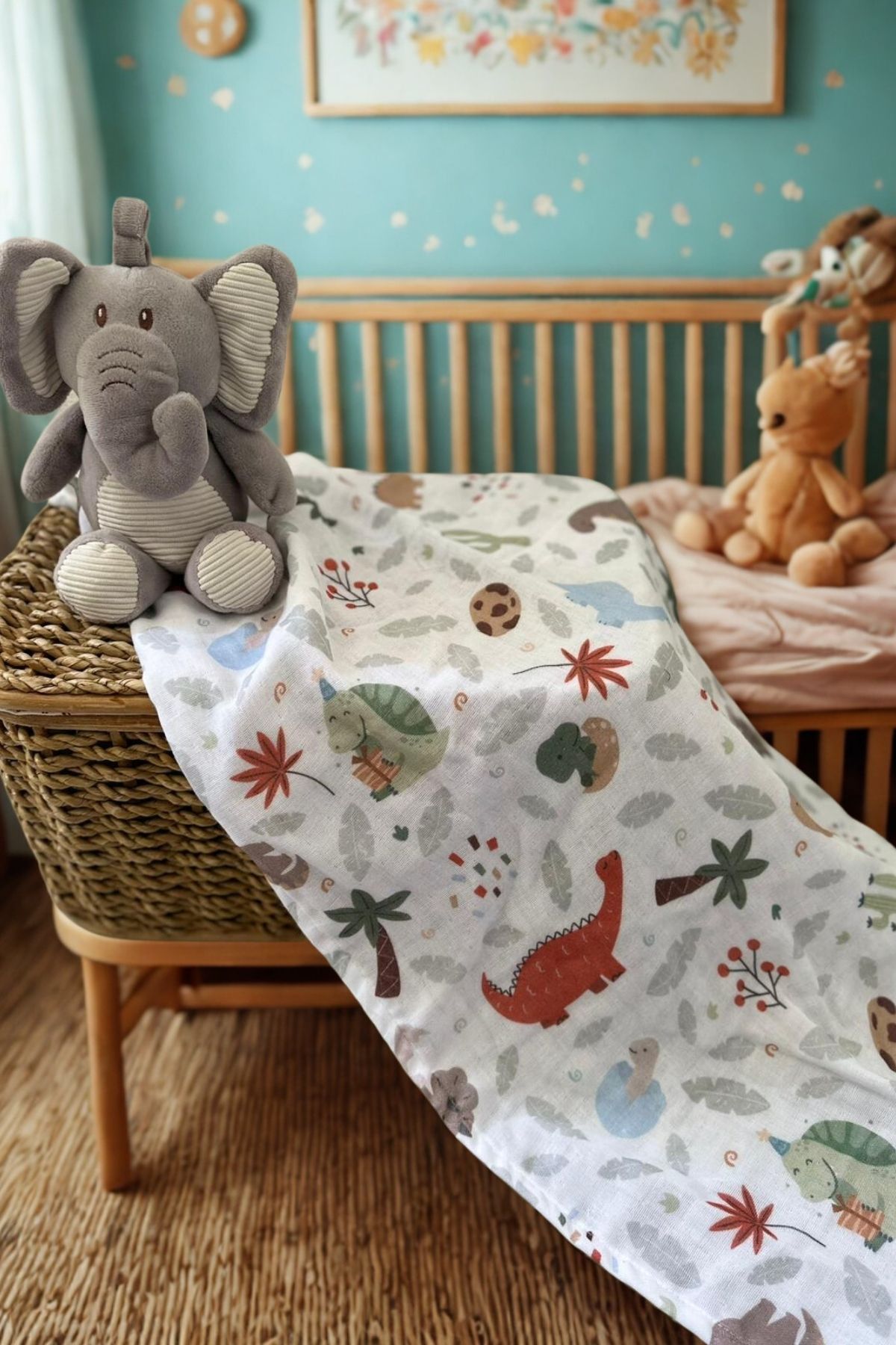 Salvia Dione Çok Amaçlı Müslin Örtü 60x95 3 Katlı %100 Pamuk Unisex Müslin Bebek Battaniyesi - Yenidoğan Hediyesi