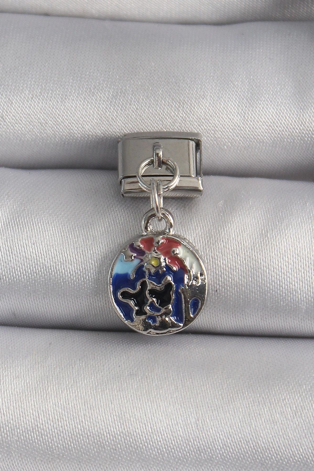 OurStyles 316L Çelik Gümüş Renk Sallantı Dünya Model Nomination Charm - TJ-BC1117 - zarif tasarım