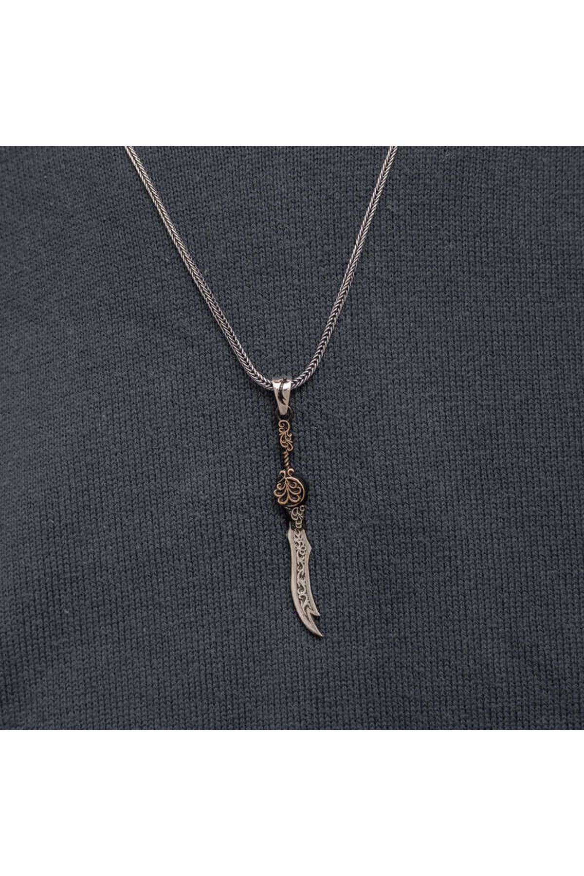 shop Zulfikar Kılıcı Desenli 925 Ayar Erkek Gümüş Kolye
