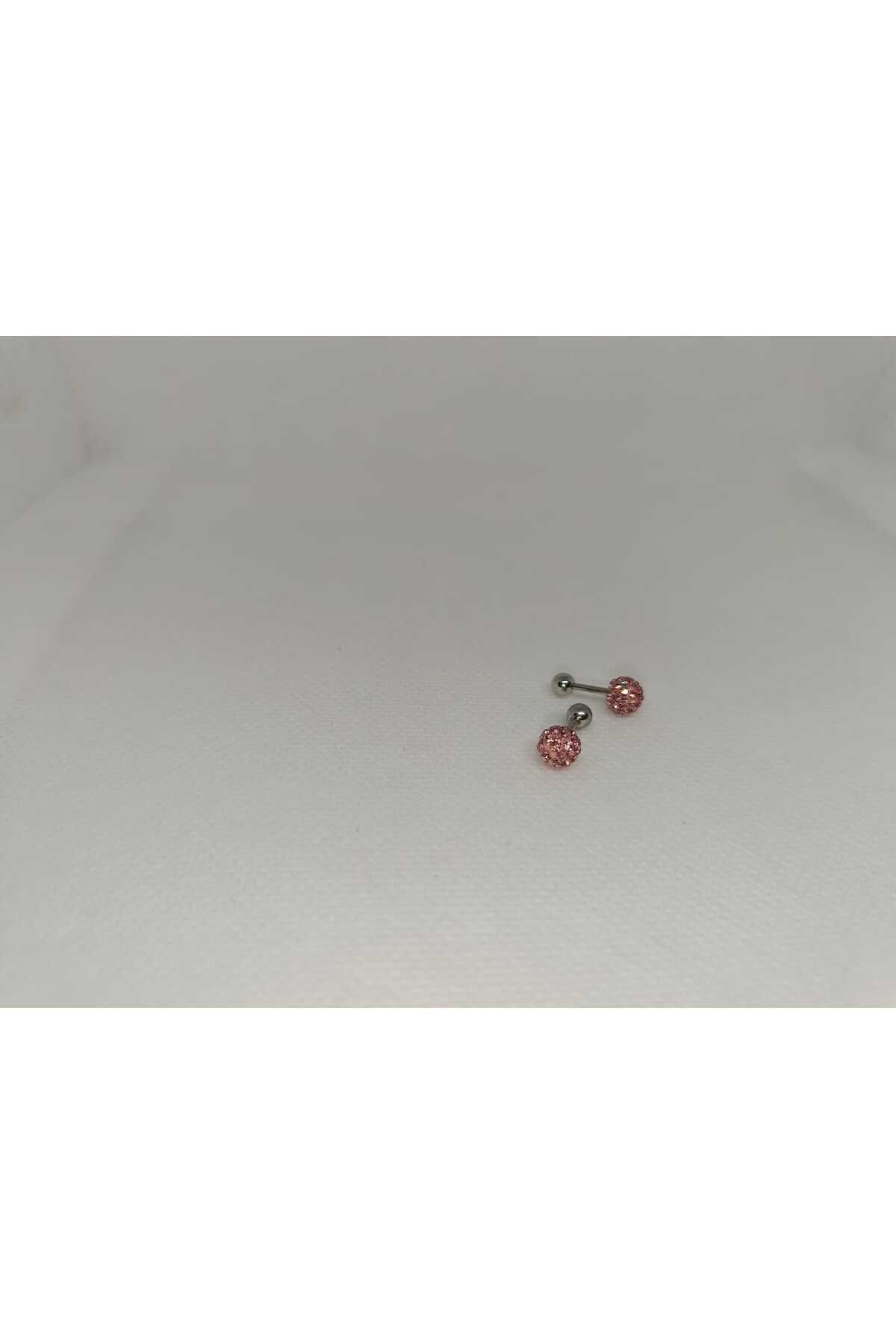 Store 316l Pembe Taşlı Paslanmaz Çelik Piercing