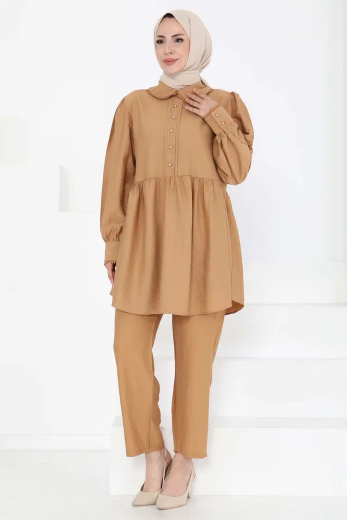 Butik Yaka Detaylı İkili Takım