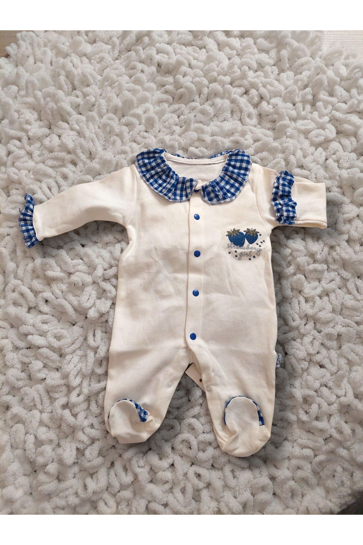 ANEMOM KİDS mevsimlik uzun kollu bebe yaka %100 pamuklu çıtçıtlı kız bebek tulum