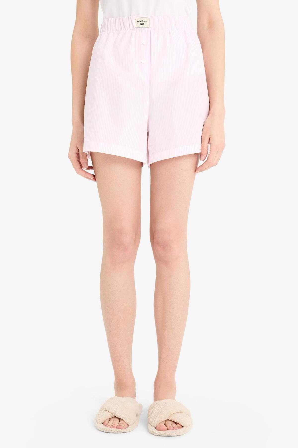 DeFacto-Regular Fit Short Length Poplin Set de 2 pijamale Bottom-fall In Love E4342ax25sm 6