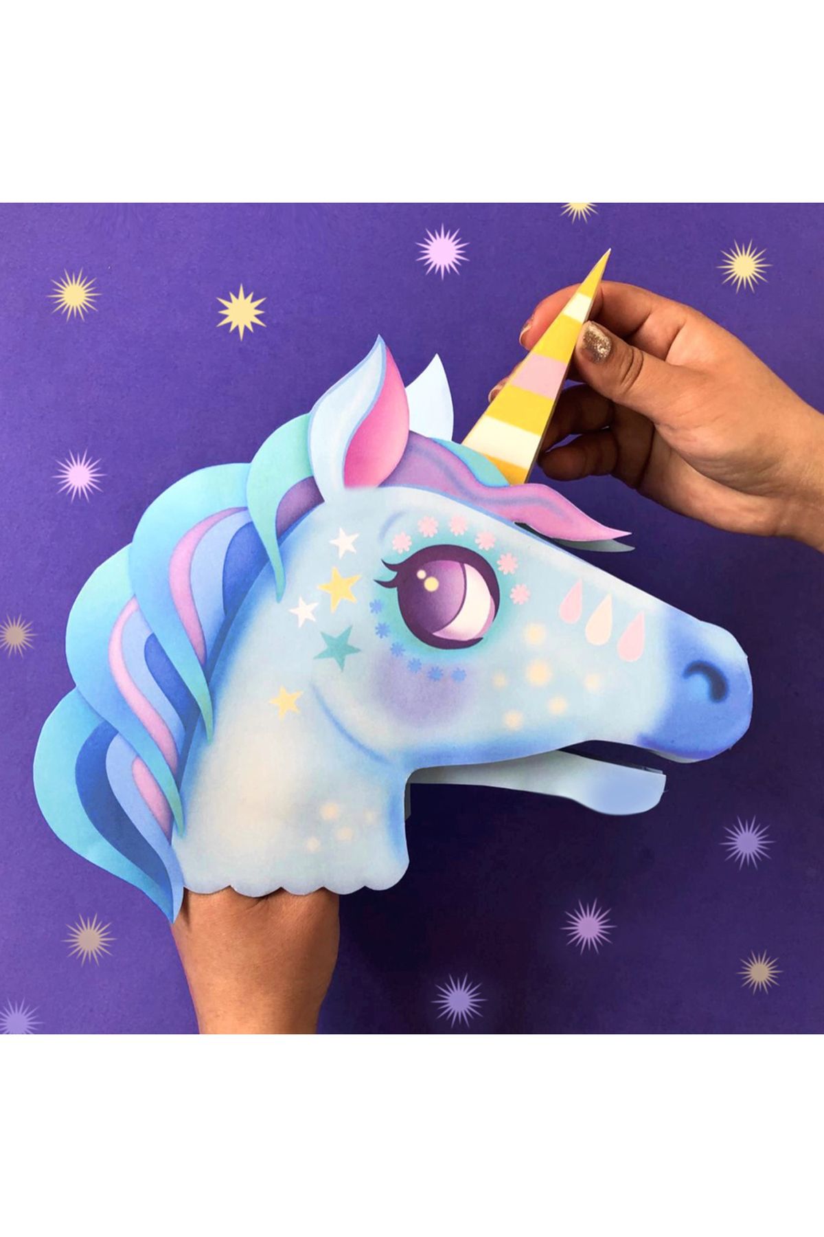 Probest DESIGN Unicorn El Kuklası, Mentossori Kes Yapıştır Kuşe Kukla El Becerisi