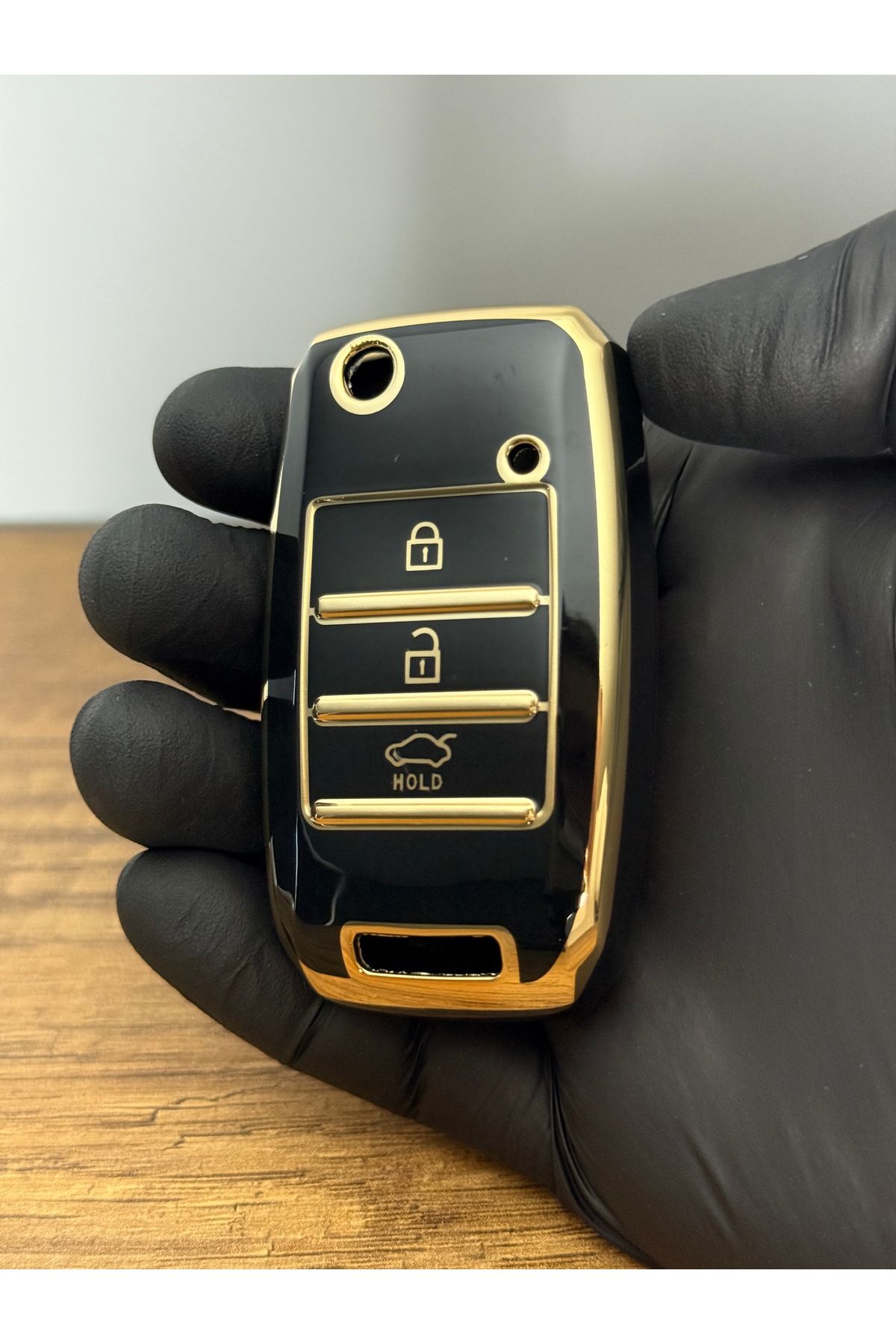 Mavi Keys Kia Ceed, Rio, Cerato, Stonic, Sportage Sorento Picanto Bongo Uyumlu 3 Düğmeli Silikon Kılıf Siyah