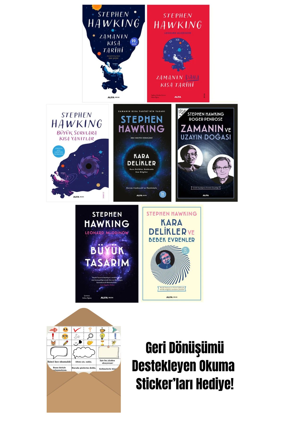 Alfa Yayınları Stephen Hawking 7 Kitap Set + Okuma Sticker'ları
