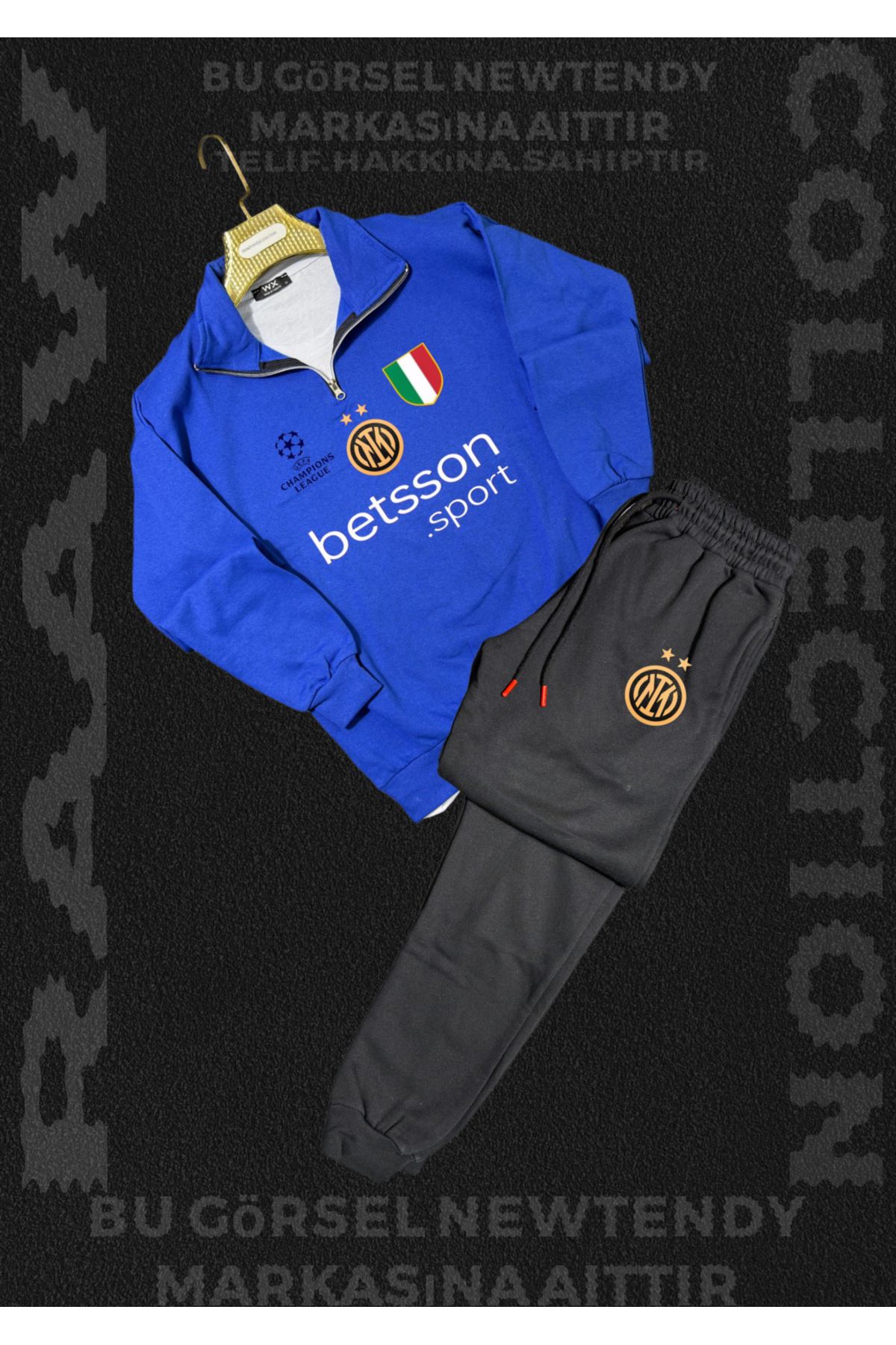 NEW TRENDY COLLECTİON ✅Dik yaka fermuarlı sweatshirt ve kışlık eşofman takımı taraftar kombin 2li set