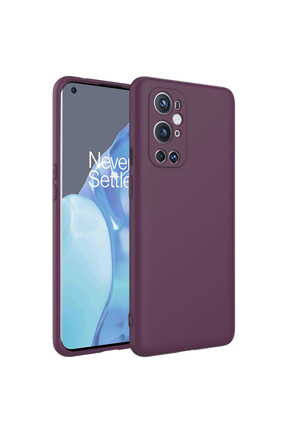 Nevarium One Plus 9 Pro Kılıf Lansman İçi Kadife Kamera Korumalı Mara Silikon Kılıf - Koyu Mor