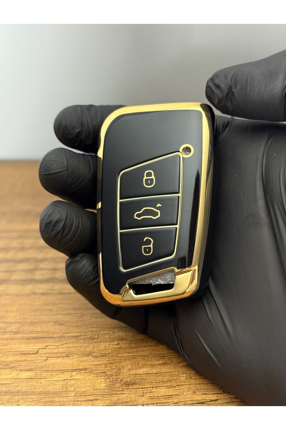 Mavi Keys Volkswagen Passat Skoda Oktavia Superb Seat Smart 3 Düğmeli Silikon Anahtar Koruma Kılıfı Siyah Renk