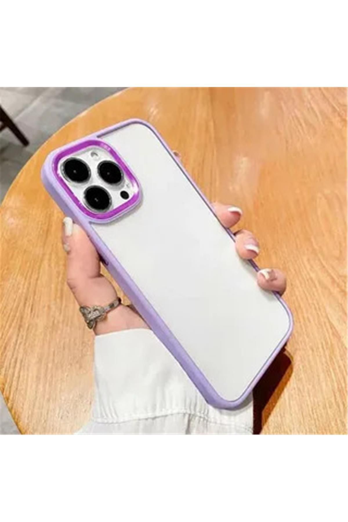 Amorix IPHONE 14 PRO PEN RENKLİ KENARLI ŞEFFAF SİLİKON KILIF