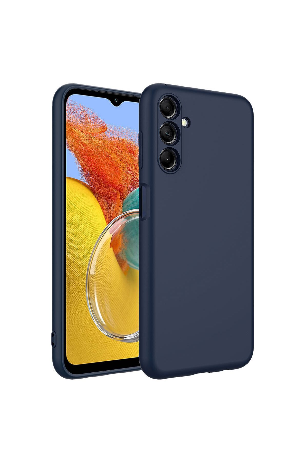 Nevarium Samsung Galaxy M14 Kılıf Lansman İçi Kadife Kamera Korumalı Mara Silikon Kılıf - Lacivert