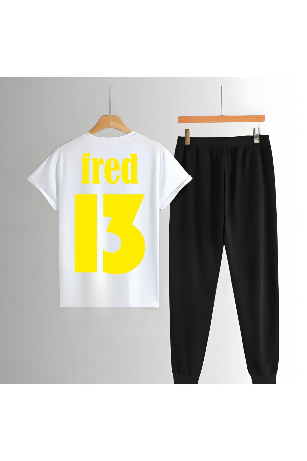 Biy Store Fred sırt forma baskılı unisex kadın erkek kısa kollu tişört t-shirt eşofman takımı