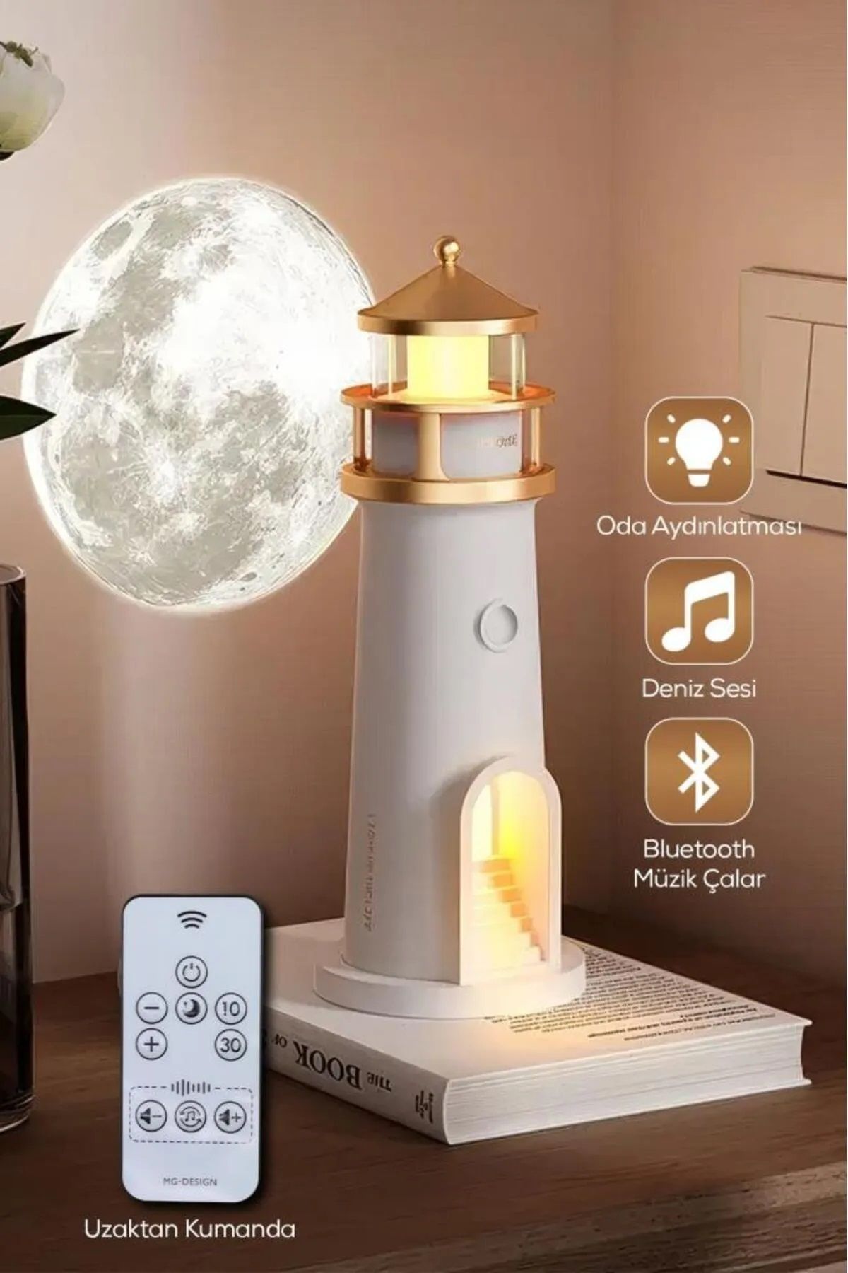 Serreha Deniz Feneri Görünümlü Bluetoothlu Hoparlör Ve Gece Lambası HEDİYELİK ÜRÜN