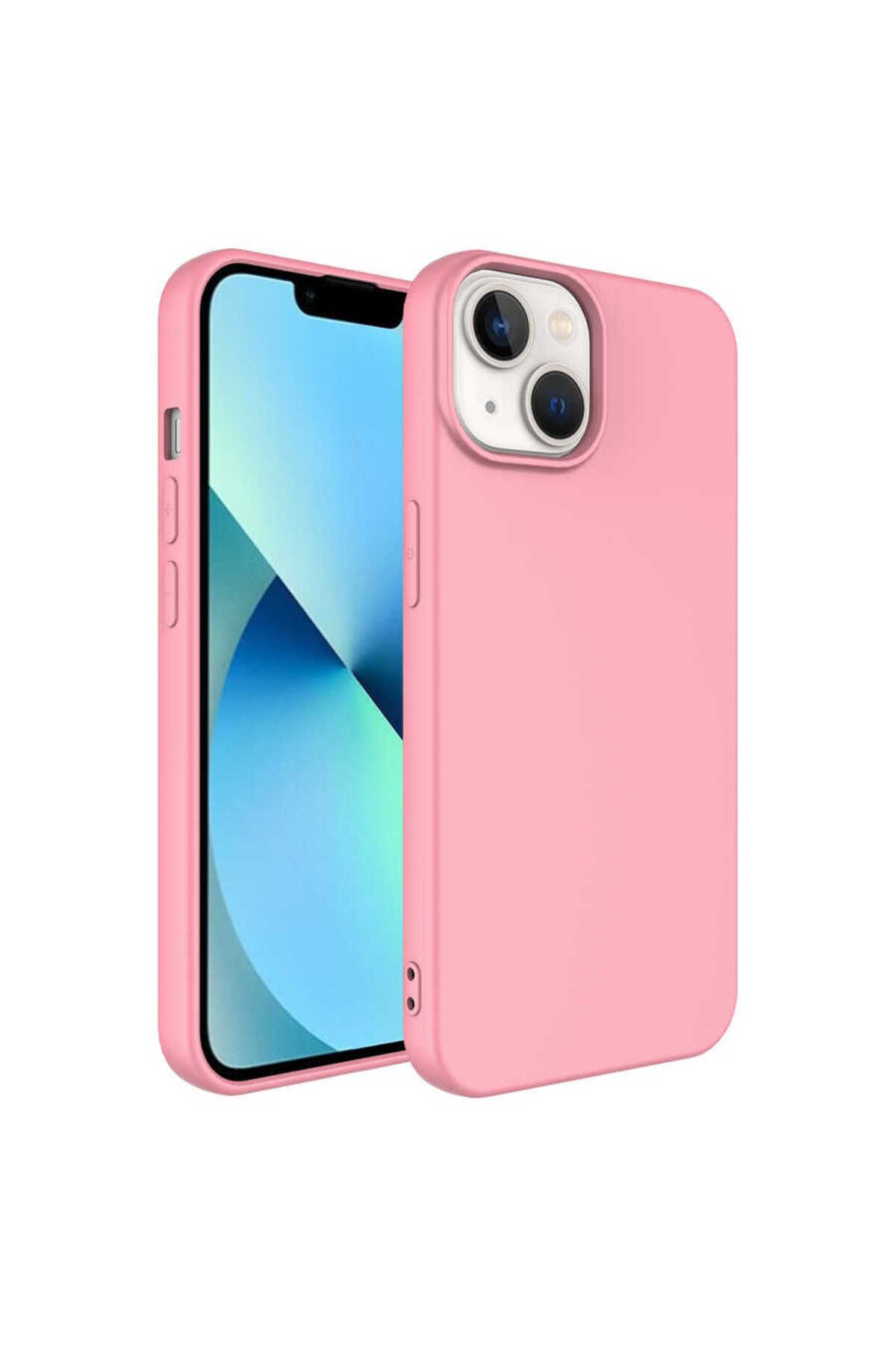 Nevarium iPhone 14 Kılıf Lansman İçi Kadife Kamera Korumalı Mara Silikon Kılıf-Pembe