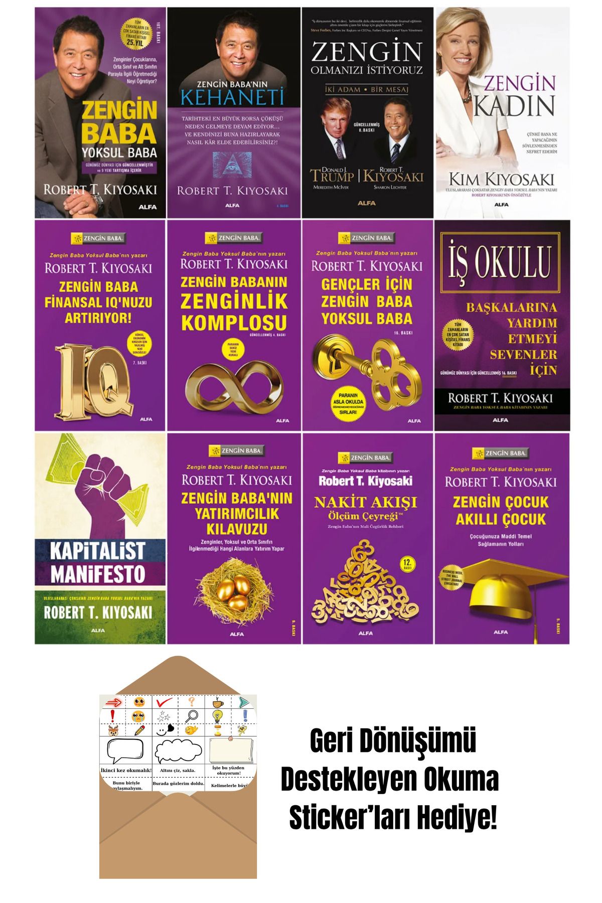 Alfa Yayınları Robert T. Kiyosaki 12 Kitap Set + Okuma Sticker'ları