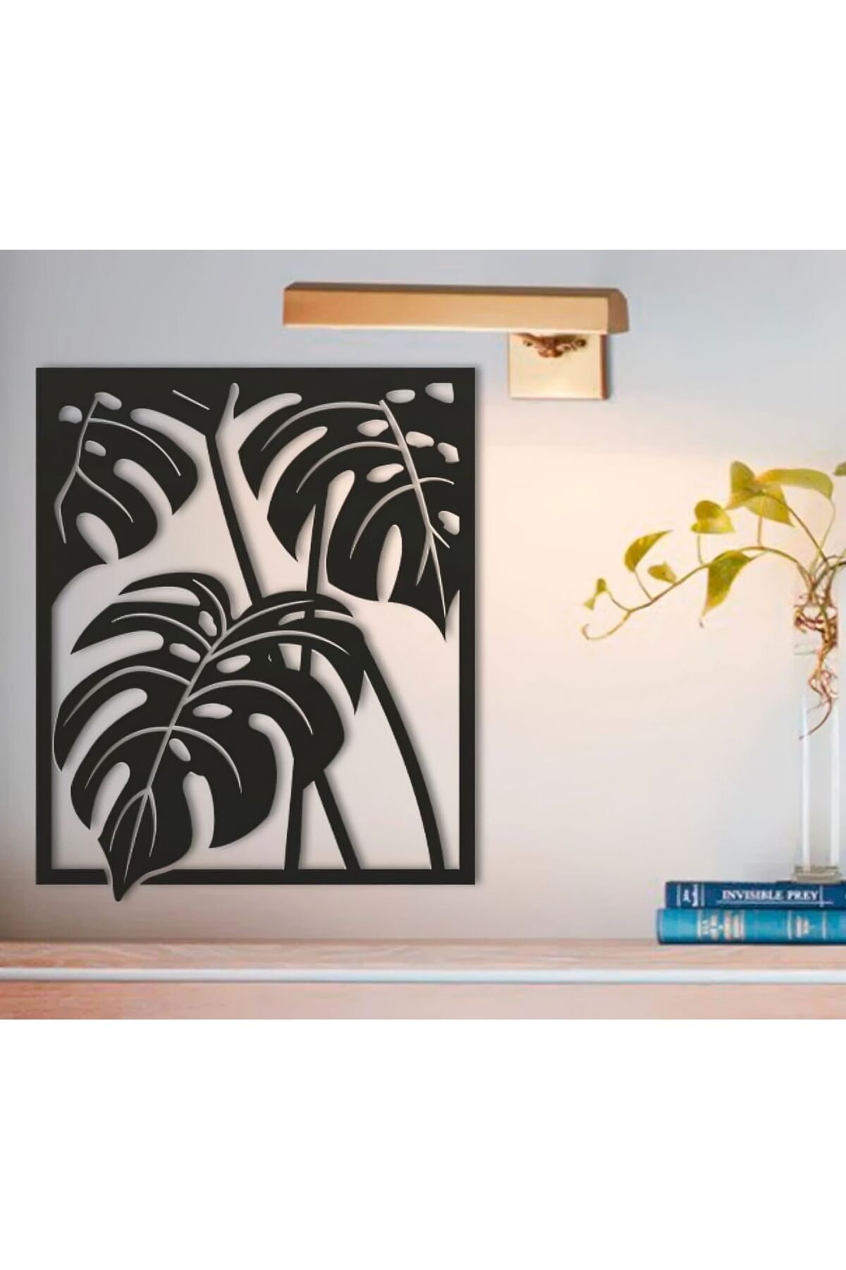 mdf Yaprak Desenli Duvar Dekoru – Monstera Tasarımı (40x48 cm)