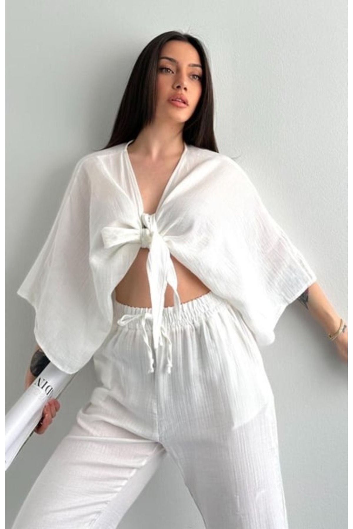 ELLA'S Önden Bağlamalı Müslin Bolero