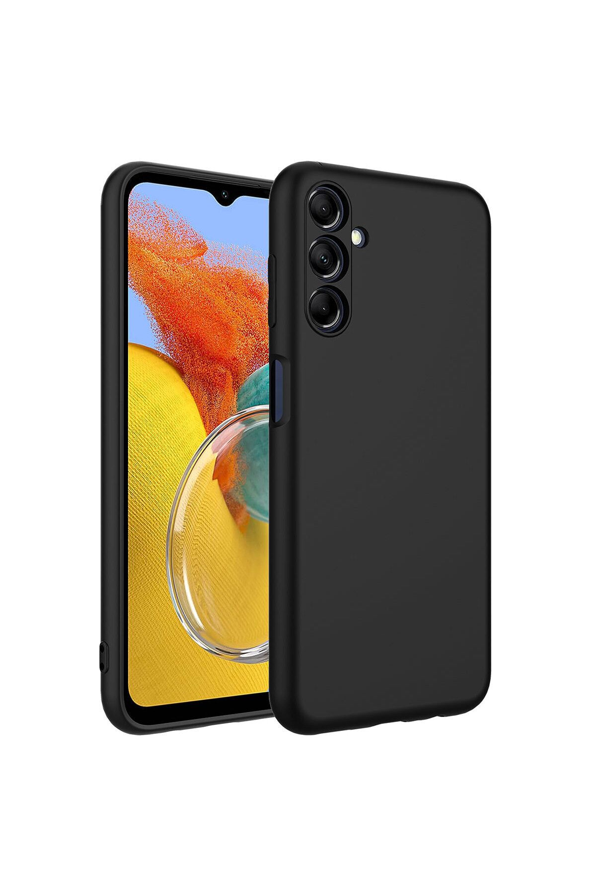 Nevarium Samsung Galaxy M14 Kılıf Lansman İçi Kadife Kamera Korumalı Mara Silikon Kılıf - Siyah