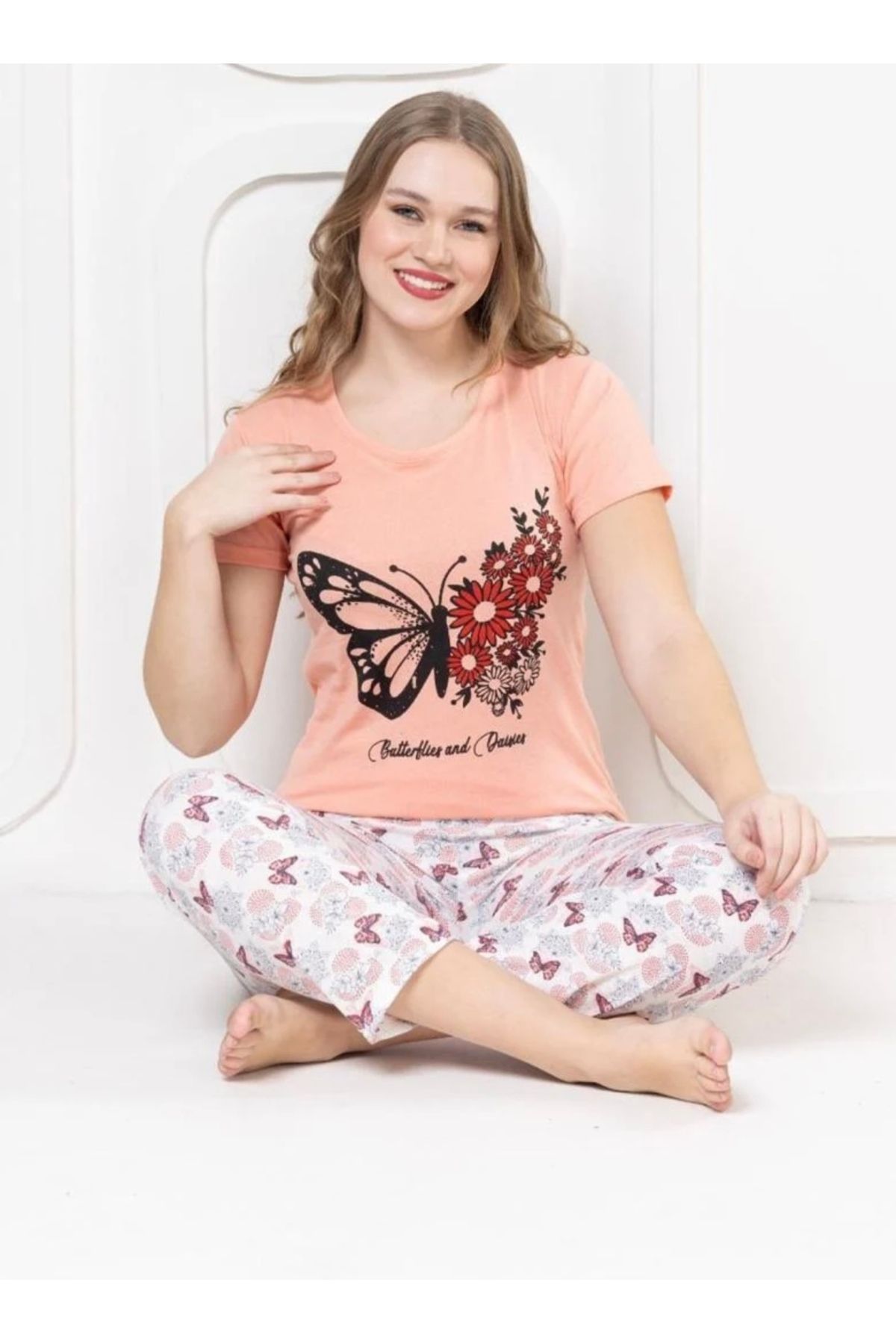 zenne Kadın Kelebek Desenli Pijama Seti
