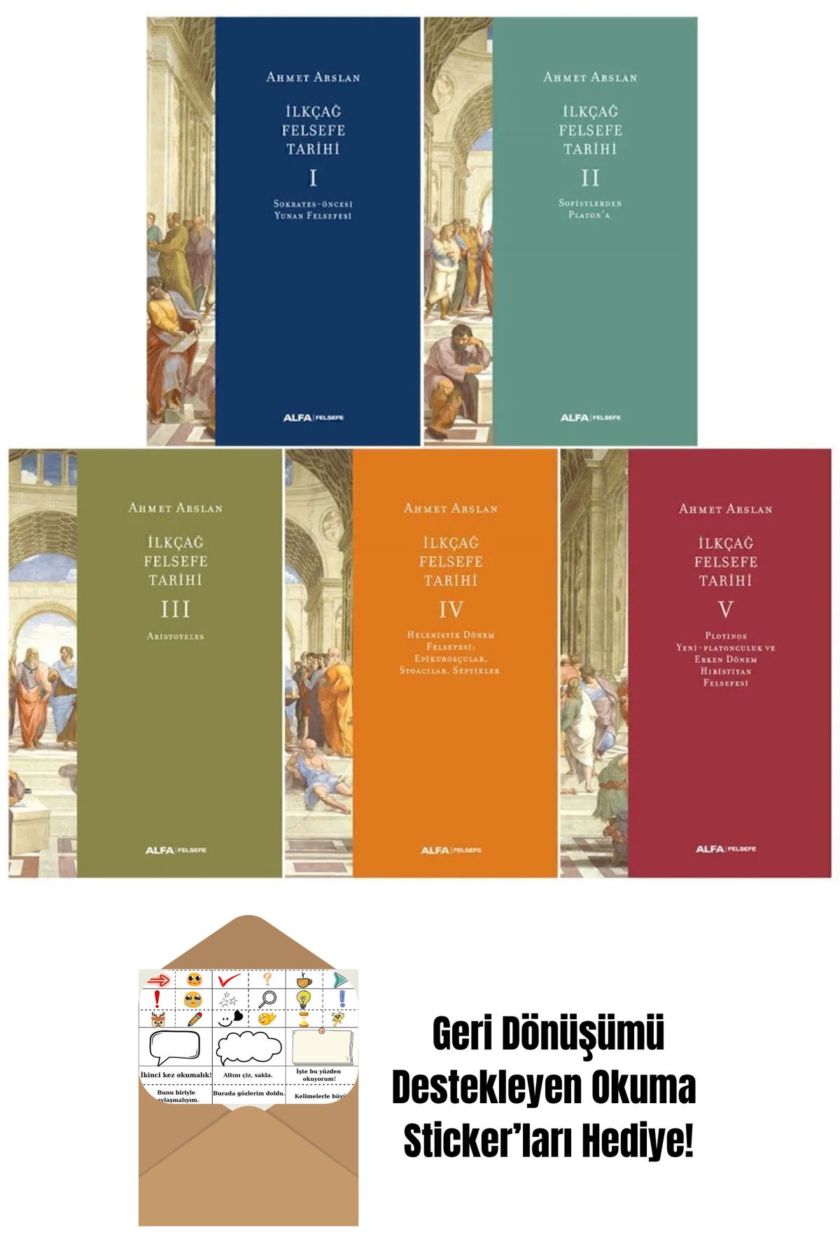 Alfa Yayınları İlkçağ Felsefe Tarihi 5 Kitap Set - Ahmet Arslan + Okuma Sticker'ları