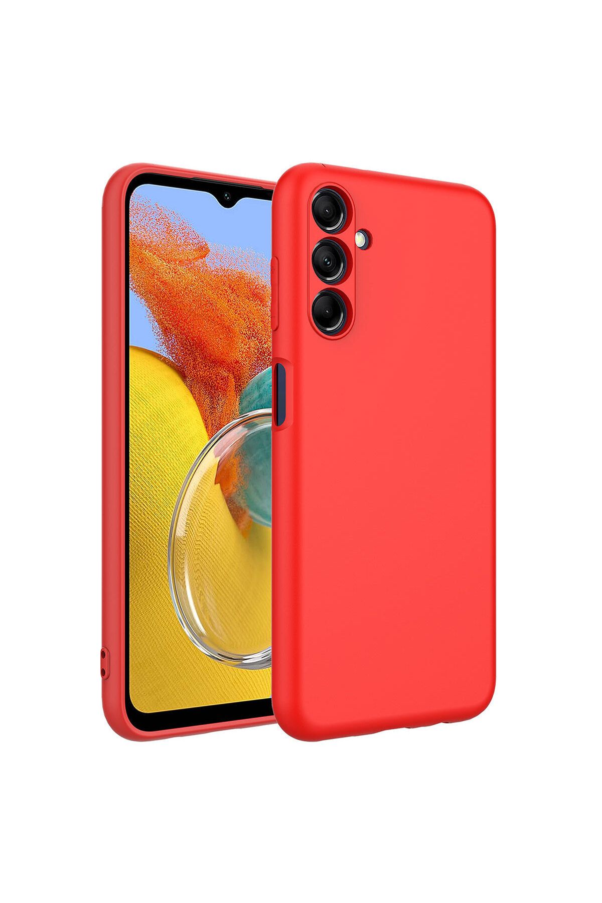 Nevarium Samsung Galaxy M14 Kılıf Lansman İçi Kadife Kamera Korumalı Mara Silikon Kılıf - Kırmızı