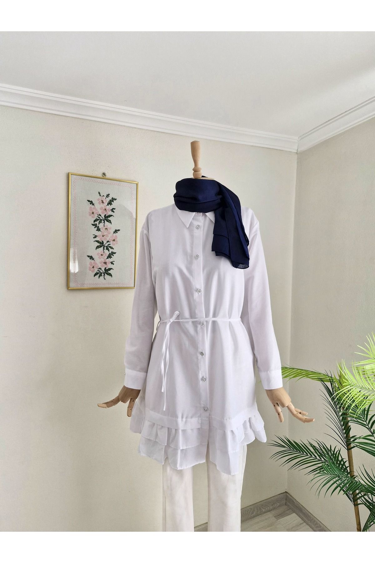 MİHREL BUTİK Eteği Fırfırlı Tesettür Tunik