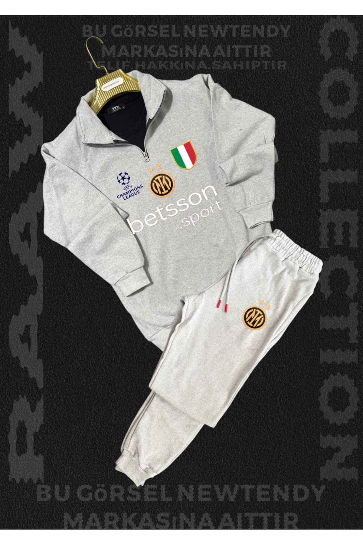 NEW TRENDY COLLECTİON ✅Dik yaka fermuarlı sweatshirt ve kışlık eşofman takımı taraftar kombin 2li set