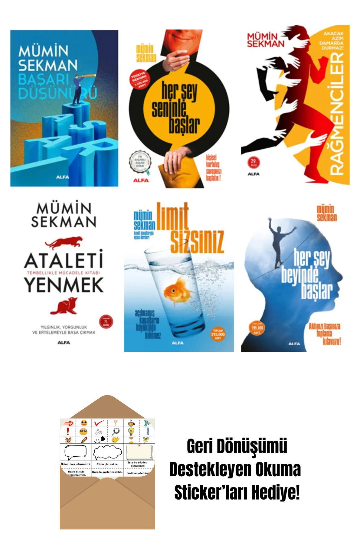Alfa Yayınları Mümin Sekman 6 Kitap Set / Başarı Düşünürü + Okuma Sticker'ları
