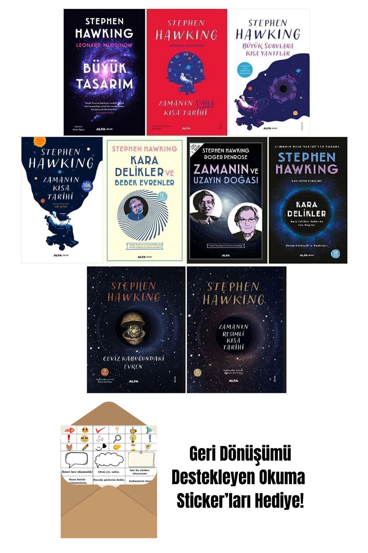 Alfa Yayınları Stephen Hawking 9 Kitap Set + Okuma Sticker'ları