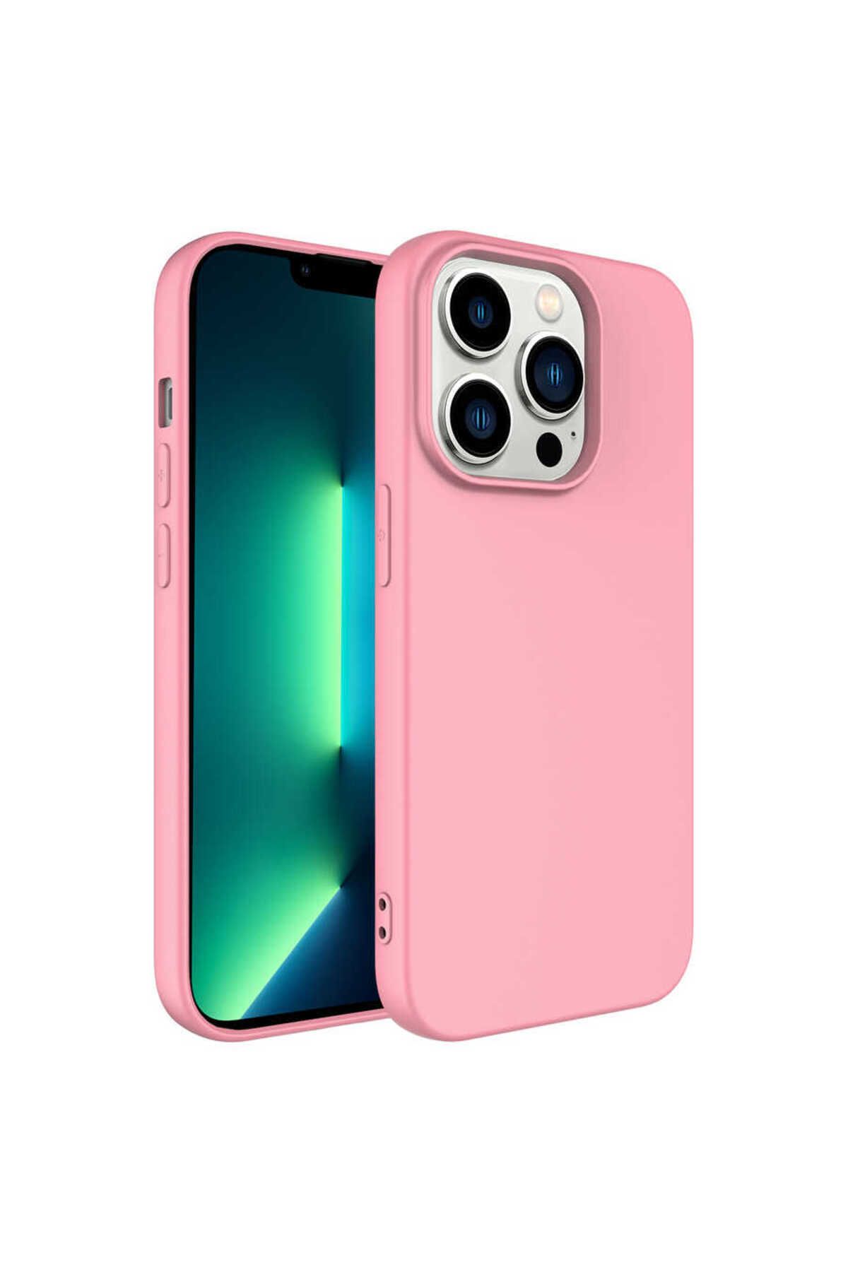 Nevarium iPhone 14 Pro Max Kılıf Lansman İçi Kadife Mara Silikon Kılıf-Pembe