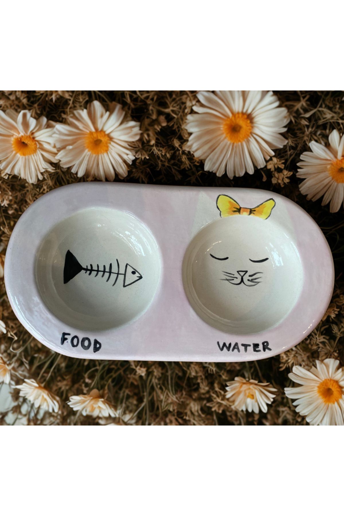 Besties El Yapımı Seramik Kedi Mama ve Su Kabı