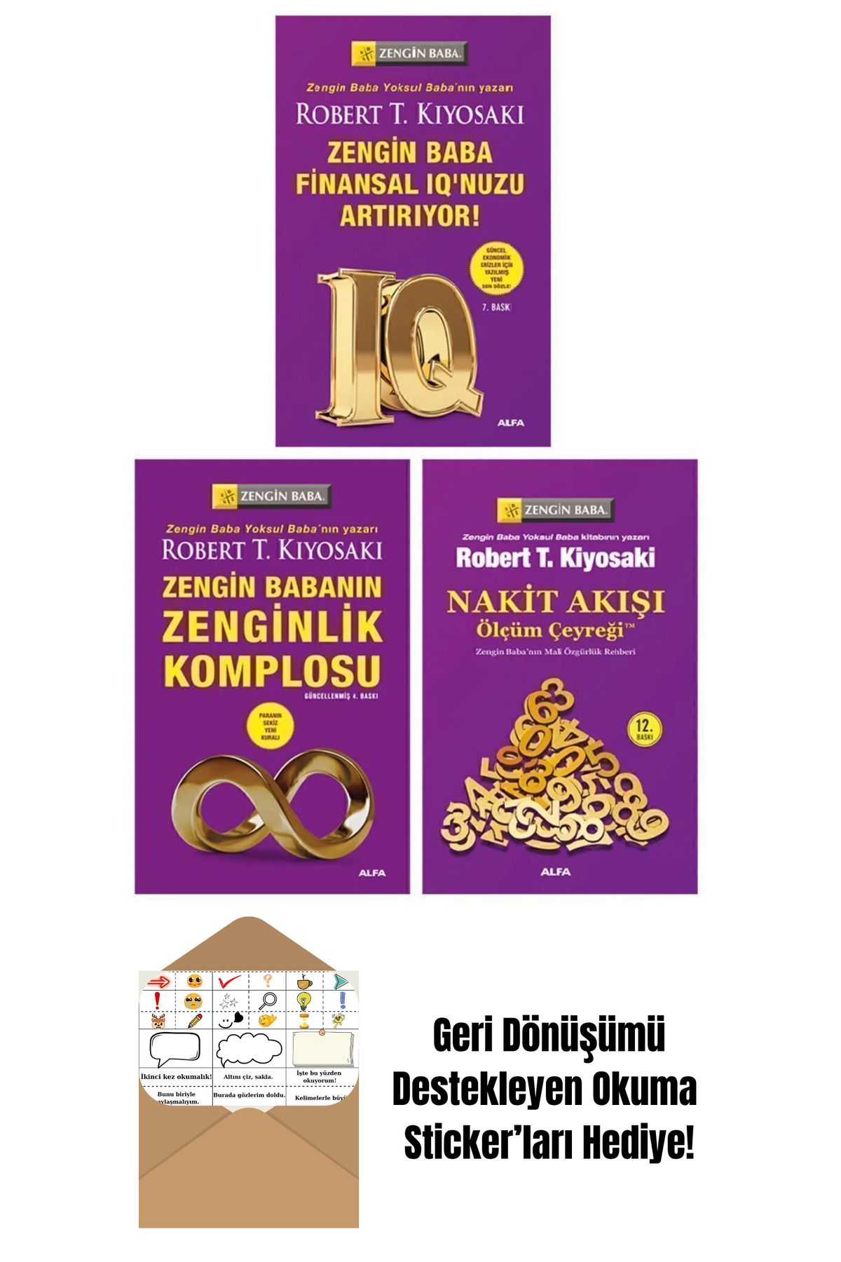 Alfa Yayınları Robert T. Kiyosaki 3 Kitap Set/Zengin Baba Finansal IQ'nuzu Artırıyor + Okuma Sticker'ları