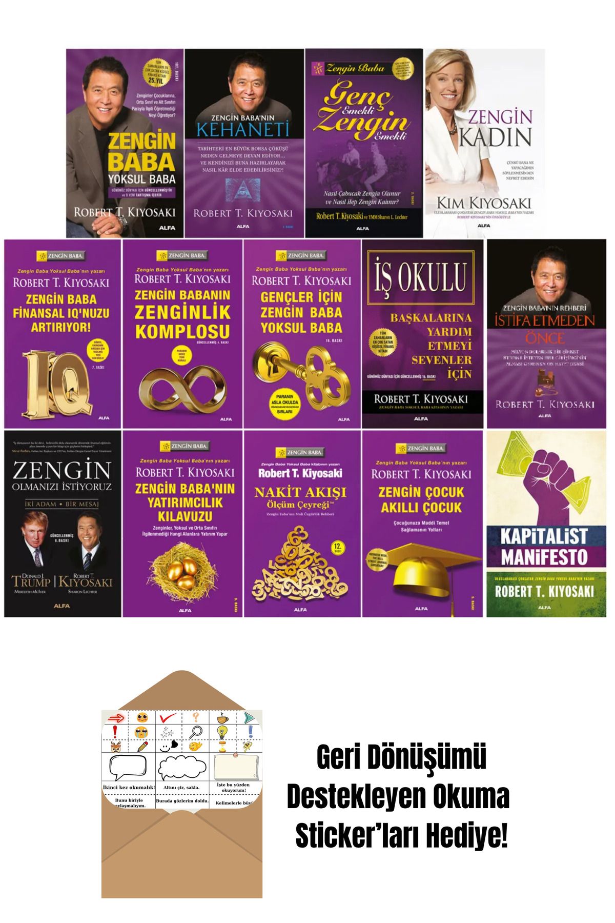 Alfa Yayınları Robert T. Kiyosaki 14 Kitap Set + Okuma Sticker'ları