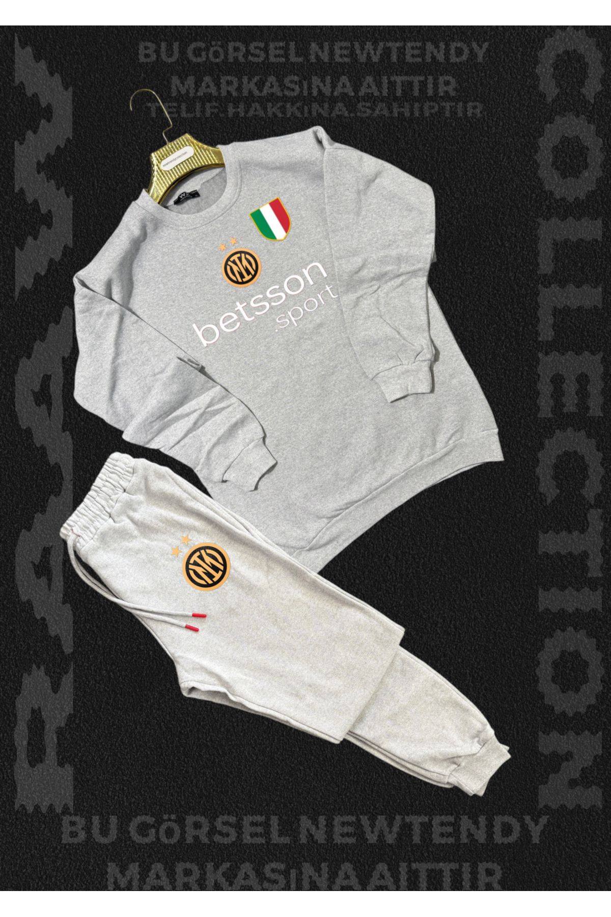 NEW TRENDY COLLECTİON ✅Inter Logolu Bisiklet Sweatshirt ve eşofman Takımı Erkek Taraftar Spor Giyim Seti 2li kombin