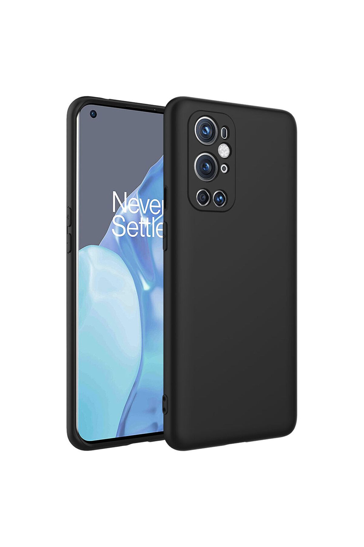 Nevarium One Plus 9 Pro Kılıf Lansman İçi Kadife Kamera Korumalı Mara Silikon Kılıf - Siyah