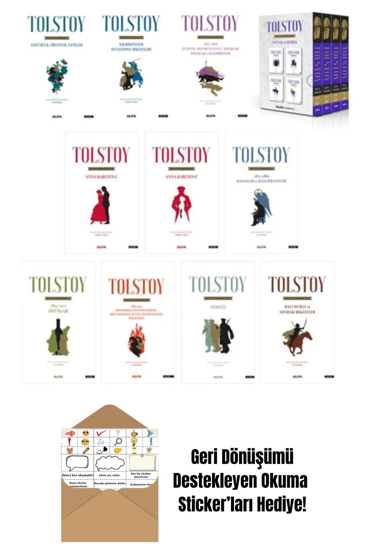 Alfa Yayınları Tolstoy 14 Kitap Set + Okuma Sticker'ları