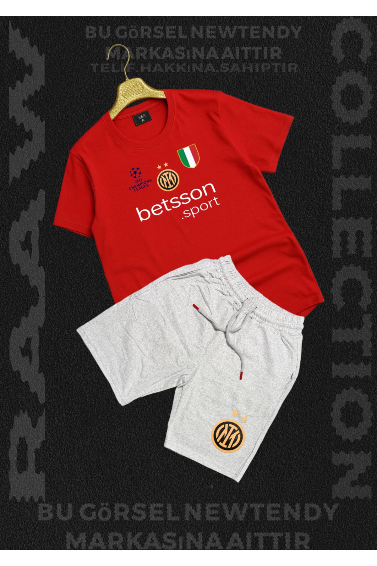 NEW TRENDY COLLECTİON ✅Inter Milan şampiyonlar ligi logo baskılı Thşört yazlık şort kombin 2li set ürünler