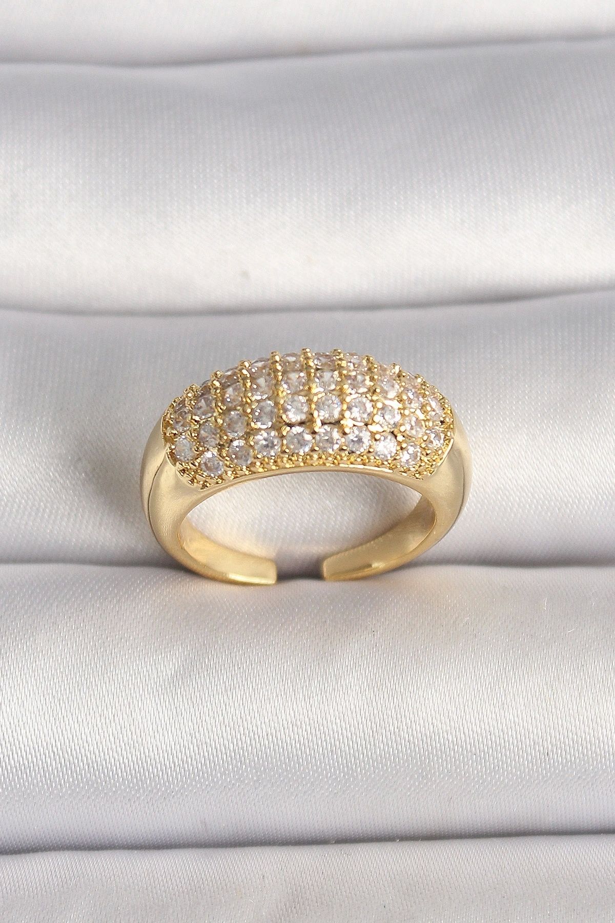 OurStyles Pirinç Gold Renk Ayarlanabilir Zirkon Taşlı Kadın Yüzük - TJ-BYK3600