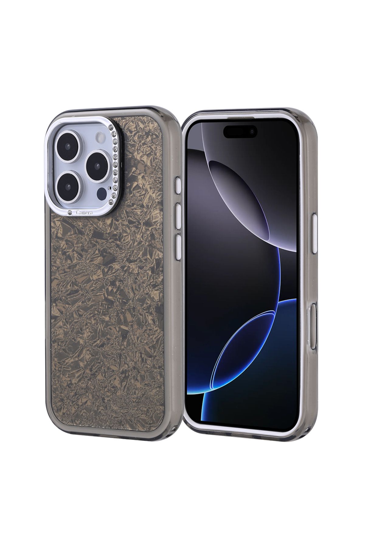 Başkenttekno iPhone 16 Pro Kılıf Taşlı Tasarım Kapi Kapak