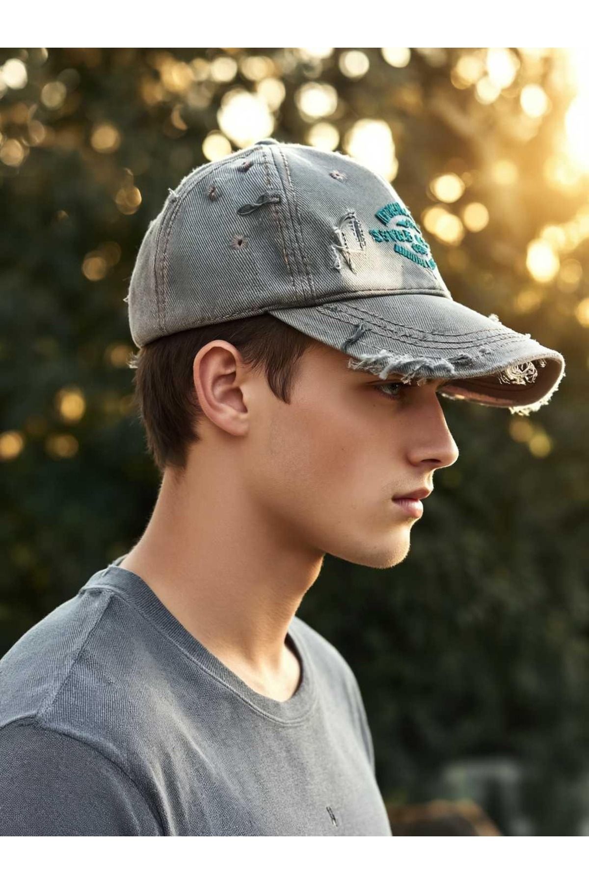 LAGRANZE Yırtık Detaylı Unisex Kot Spor Şapka