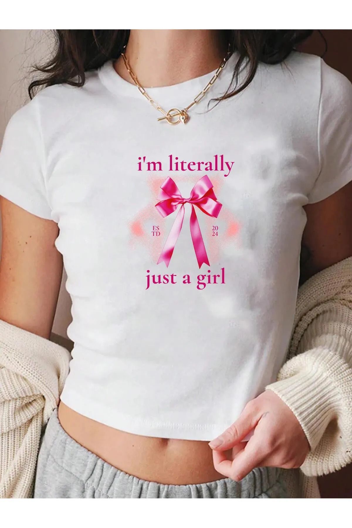 Bozz&Bozz Collection Kadın I'm Literally Just a Girl Crop T-shirt
