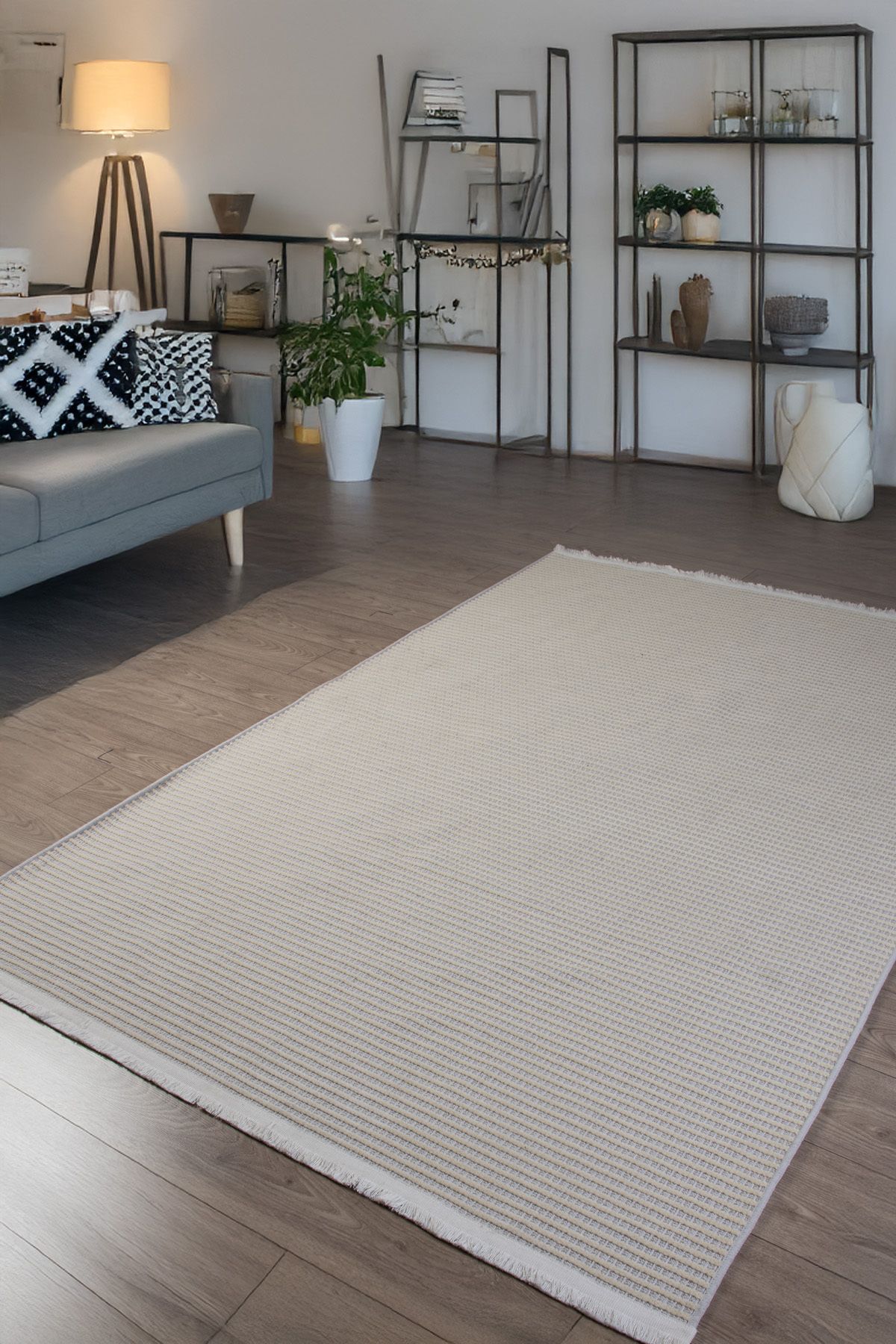 Serenest Home Beyaz Şönil Kilim Mutfak Hasır Sisal Yolluk Salon Oturma Çocuk Odası Dokuma Makine Halısı